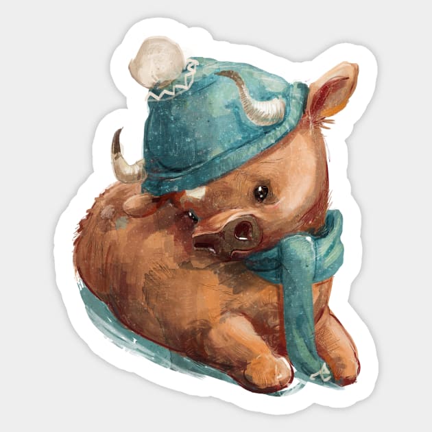 Winter Bull Sticker by EveFarb